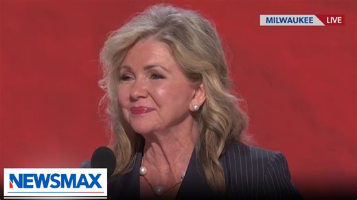 "You know who will return us to an era of prosperity, Donald Trump." Sen. Marsha Blackburn addresses the Republican National Convention in Milwaukee. | NEWSMAX