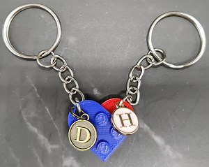 Brick Heart Keychain With Initials Set Mix and Match Colors - Etsy