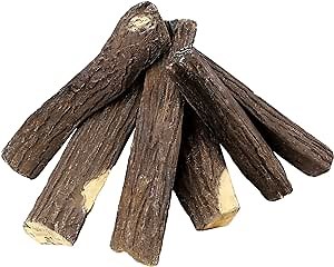 QuliMetal 6PCS Gas Fireplace Logs Set, Ceramic Wood Logs for Indoor Gas Inserts, Vented, Propane, Gel, Ethanol, Electric or Outdoor Fireplaces & Fire Pits
