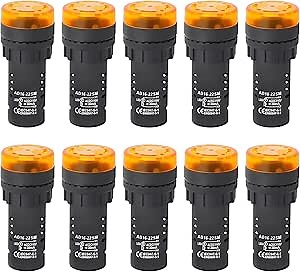 GASHER Electronic Buzzer Alarm Sounder Continuous Sound Beep Yellow 22mm 110V 10PCS