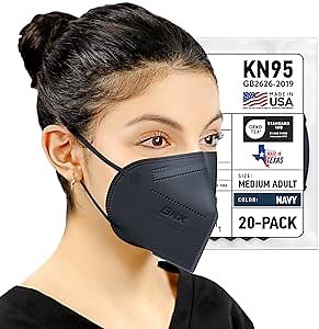 BNX KN95 Face Masks Made in USA (Adult Large, Adult Medium, Kids Small) (Earloop) (Model: E95/E95M/E95S)