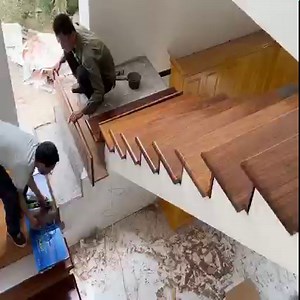 46K views · 128 reactions | How To Building Wooden Stair Railing - Wood Worker Install Wooden Stair Handrail In The New House #build #machines #construction | Quintin265 | Facebook