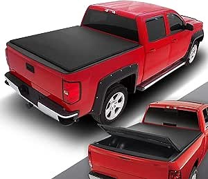 DNA Motoring Truck Bed Soft Tri-Fold Adjustable Tonneau Cover Compatible with 14-18 Silverado/Sierra 1500 8Ft Fleetside/Styleside Bed, TTC-TRISOFT-037