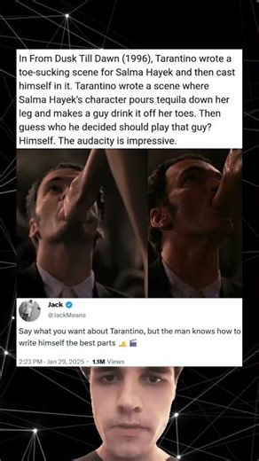 In From Dusk Till Dawn (1996), Tarantino wrote a toe-sucking scene for Salma Hayek