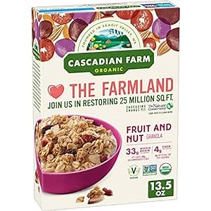 Cascadian Farm Organic Fruit and Nut Granola, Whole Grain Oats, 13.5 oz (Pack of 6)