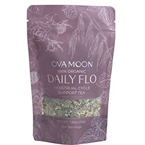 Ova Moon PMS Tea: Natural Period Relief from Cramps, Bloating, and Menstrual Pain | Red Raspberry Leaf, Rose, Oat Straw, Nettle and Lemon Balm | 100% Organic Loose Leaf