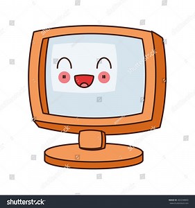 Flat Design Kawaii Computer Icon Vector Stock Vector (Royalty Free) 463248869 | Shutterstock