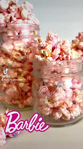 Pascha White Chocolate Barbie Popcorn🍿 Perfect yo sneak into the theater 😉 Did we say that?!? Recipe here - paschachocolate.com #paschachocolate #barbie #barbiegirl #plantbased | PASCHA CHOCOLATE