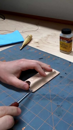 Beveling the edge of your leather is glorious! #edgeofglory #bevel #leather #leathercraft #vegtanleather #makersgonnamake | The Grant Alexander