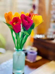 Bunch of Felt Tulips in Hot Summer Colours - Red, Pink, Yellow & Orange - Etsy Australia