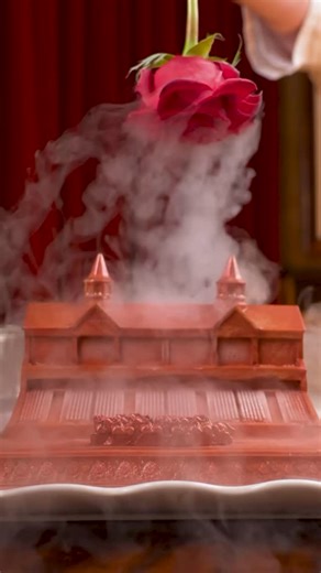 Dessert meets Derby 🤝 Featuring a tiny track, tiny horses, and giant flavor! Churchill Cake | Layers of Sweet Corn & Caramel Mousse, Butter Pie, and Crispy Pearls | Jeff Ruby's Steakhouse, Louisville