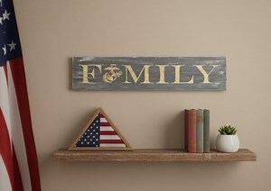 Carved Wood US Marine Corps Family Sign: Gray & White USMC Plaque - Etsy