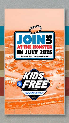 Got family plans for July 18–20? You do now. Thanks to Ticketmaster, kids get in FREE Friday & Saturday—just $10 on Sunday. 🎟️ : bit.ly/42ZSZpF | Dover Motor Speedway