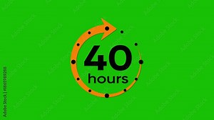 40 hours timer with circular orange arrow on green background countdown circular arrow