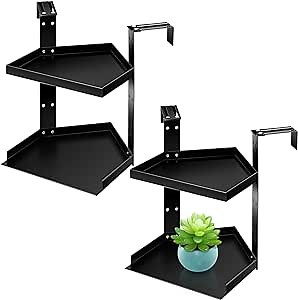 Pelopy 2 Pcs Double Layers Office Cubicle Shelf Height Adjustable Cubicle Corner Shelf Black Hanging Cubicle Accessories for Office Decor