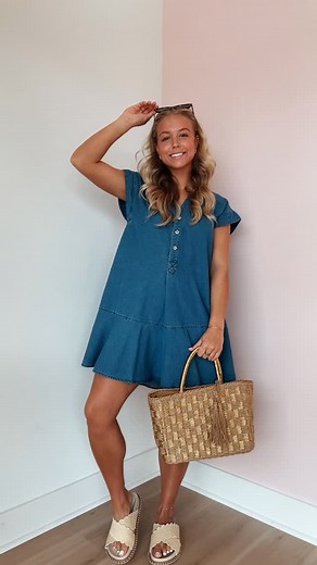 ☀️ Cutest summer blue jean dress just landed and we are OBSESSED 😍💙 Just add your fave bag 👜, sunnies 🕶️, and sandals 👡 for the ultimate summer vibe ✨ | The Copper Petal