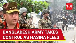 43K views · 544 reactions | The #Bangladesh Army has taken over following Prime Minister #SheikhHasina's resignation and departure to India. Army Chief General Waker-Uz-Zaman announced the formation of an interim government and promised to restore peace and investigate recent killings. The army chief addressed the nation, urging protesters to remain peaceful, and assured that a solution to the crisis would be found by tonight. | The Times of India | Facebook