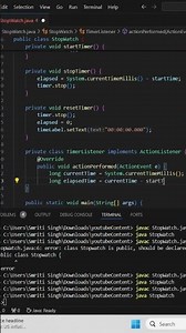 Stopwatch in java #javatutorial #programming #java #softwareengineer #googlecoding #code #javaui