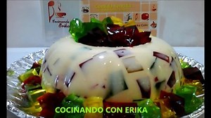 Gelatina mosaico con crema de coco | COCINANDO CON ERIKA