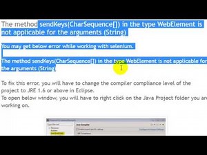 sendKeys in the type WebElement is not applicable for the arguments in Selenium