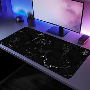 Black Marble Topography Desk Mat: XL Gaming Computer Pad - Etsy