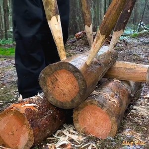 DIY log workbench Bushcraft Forest Camp Fire cooking | Elaine Schroeder