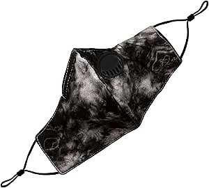 Washable Vent Face Mask with Adjustable Ear Loops and nose wire - 3 Layers, 100% Cotton Inner Layer - Cloth Reusable Face Protection with Filter Pocket - (Black&White Tie Dye)