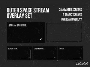 ANIMATED Outer Space Twitch Overlay | Stars, Galaxy, Black & White Stream Overlay | Twitch Screens, Webcam Overlay - Etsy