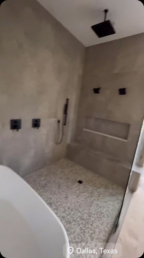 Large Format Tile For This Shower And Huge Niche On Side Walls Also Mosaic Pebbles For The Shower Floor To Drain. | DM Flooring And Renovations