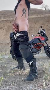 Biker smoke and cuming