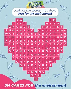1K views · 81 reactions | Love is truly everywhere, even in our surroundings! Can you find the words that show love for our environment? #LetsPlayNowAtSM!  #CareForAll​ #EverythingsHereAtSMsmsupermalls.com | SM Supermalls | Facebook