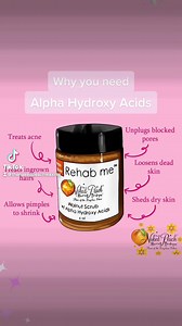 Do you know what the powerful ingredients of Alpha Hydroxy Acids can do for your skin? 💯 Simply it is some of the most effective ingredients for exfoliating the skin treating ingrown hairs; not to mention pesky bumpy skin. *unblocking and cleansing pores *improving skin texture and tone *overall improvement of skin *loosens skin cells to help remove black heads, white heads and ingrown hairs 🥇 Rehab me! Is our number one selling scrub! 🫧 This scrub has 5 Alpha Hydroxy Acids that exfoliate the