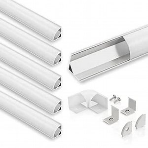 V Shape LED Channel - 6 Pack 3.3FT/1M Silver Aluminum Channel with Milky Diffuser & Complete Accessories - LED Light Track for Easy LED Strips Installation, X58