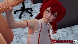 Nena Trinity: Big Tits Lab Assistant in 3D Animation - Indulge in a Standing Handjob for Big Dick Service, Glory Hole