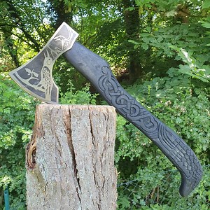 Large Viking Axe Hand Forged. Raven Handle Black - Bearded Axe Celtic Reenactment Rune Axe Wooden Handle Carbon Steel Hand Forged (VA10) - Etsy UK