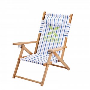 [Hot Item] Professional Luxury Custom Multi-Color Wooden Folding Tommy Chair Beach Lounger Chairs Camping Chair Used on Picnic Deck Pool Outdoor with Pillow