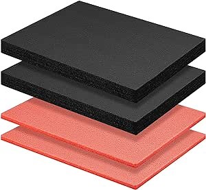 Frienda 4 Pcs Packing Foam Sheet Polyethylene Foam Pads Black PE Cuttable Packing Foam Toolbox Inserts for Cases Packaging Padding Camera Storage Crafts