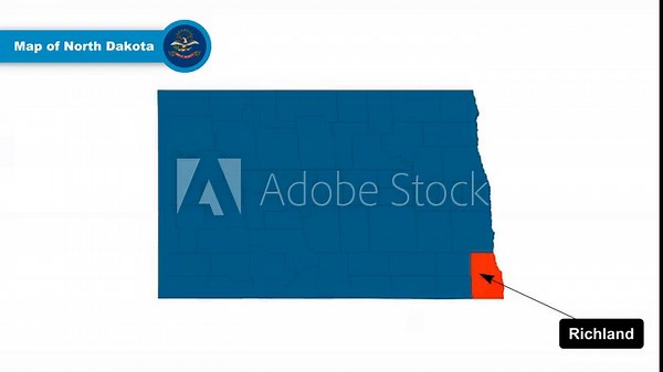 Richland Map Video, North Dakota map, Political Map of North Dakota, North Dakota United States, with all states, national flag and borders, travel, education, geography, and global studies.