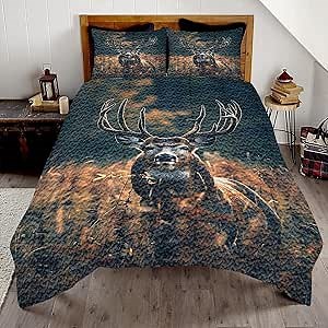 Personalized Rustic Quilts - Deer Comforter Set - Queen & Twin Sizes - Camo & All Season Bedding