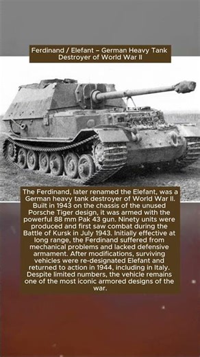 Ferdinand / Elefant – German Heavy Tank Destroyer of World War II #history #wwiihistory #ww2