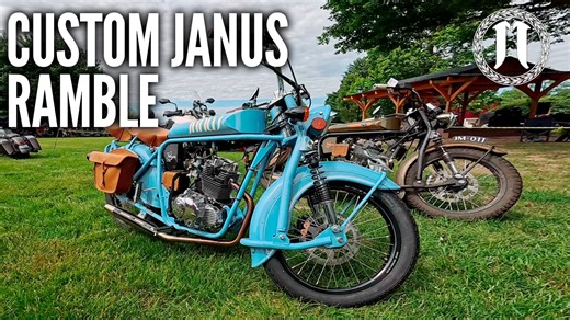 7.4K views · 210 reactions | Mitch couldn't pass on the opportunity to ride a customer's custom Janus Halcyon 250 motorcycle up into Michigan to the Gilmore Car Museum's vintage motorcycle show. #ramble #janus #motorcycle #craft #vintage | Janus Motorcycles | Facebook