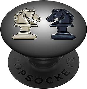 Chess Knight Pop Socket Black and White