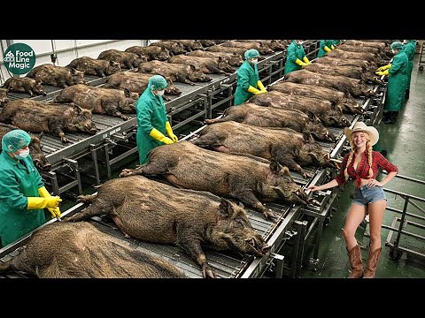 How Millions of Wild Boars Are Trapped & Processed – Massive Wild Boar Farming For Meat In Texas