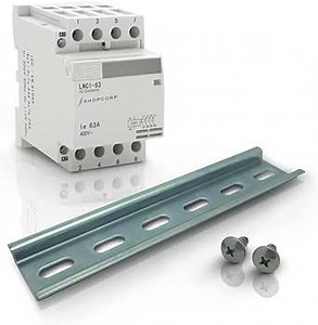 4 Pole Contactor 120v Coil NO 40 amp IEC 400V AC Contactor with 110/120VAC Coil - Motor Load 40A and Lighting Load 63A (Silent Operation) | Includes DIN Rail and Phillips Screws