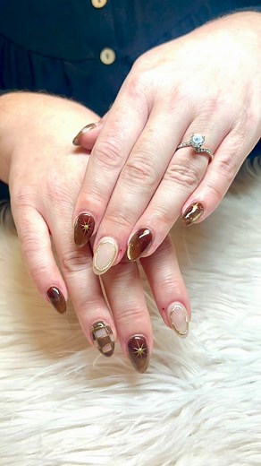 Thanksgiving nail designs with a subtle touch of gold 🤎✨ #cateye #cateyenails #buildergel #hardgel #happynails55105 #happynailsstpaul #stpaul #minnesota #pinterestinspired #nailsbyhappynails #gelx #nailtok #nailspro #naildesigns #dipnails #trending #trendingaudio #coolnailinspo #nailstoday #nailideas #nailtrends #reels #explorepage #fyp #trendynails #itgirlnails #mnnailtech #nailsalonmn #stpaulnails #nailtechmpls | Happy Nails & SPA