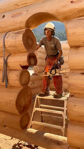One of are most popular videos of Dave cutting an archway in a Western Red Cedar Log Wall for a cabin we built a few years back. When we completed the crafting of this log cabin it was delivered to a fishing resort where we built 8 of these cabins. #logcabin #logcottage #logwall #woodcraft #logcabinhomes #rustic #builder #logcabinbuilding #loghouse #handcraftedloghomes #buildingyourdreamfromnature | Lake Country Log Homes - LCLH