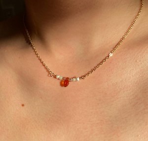 Pearl & Orange Agate Necklace – Dainty Boho Spring Handmade Jewellery - Etsy Canada