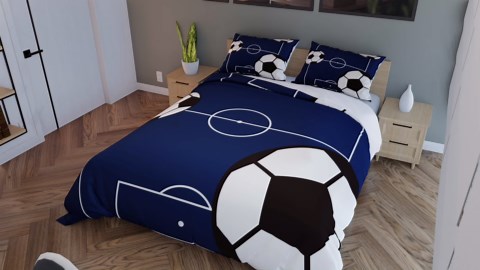 jejeloiu Football Bedding Set Twin Size Kids Soccer Ball Pattern Comforter Cover Set for Boys Girls Teens Sports Theme Duvet Cover Breathable Football Court Bedspread Cover （No Comforter