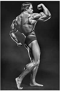 Arnold Schwarzenegger Black And White Bodybuilding Icon Statue Pose Vintage Retro Old School Famous Bodybuilder Poster Inspirational Gym Decor Athletes Icon Workout HD Photo Print 24x36 Poster