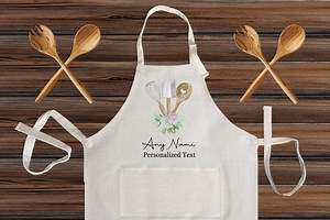 Personalized Linen Kitchen Apron, Baking Utensils With Flowers Customized Cooking High Quality Apron for Adult, Gift for Baker, Love Baking - Etsy UK